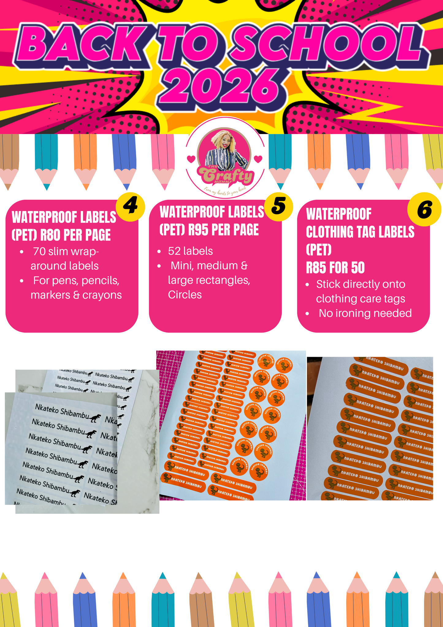 Waterproof School Labels (PET)